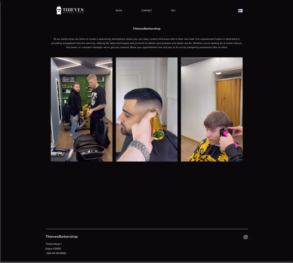 Thieves Barber website