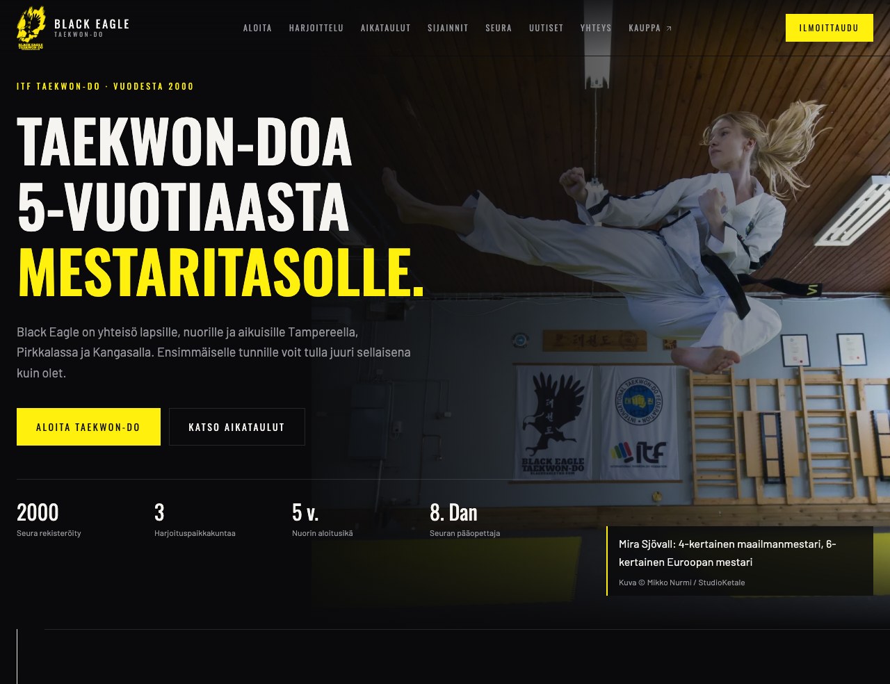Black Eagle Taekwon-Do website preview