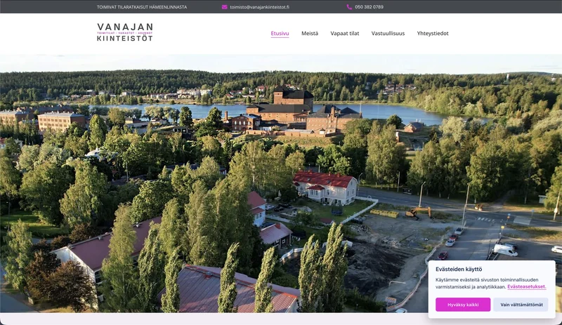 Vanajan Kiinteistöt verkkosivut