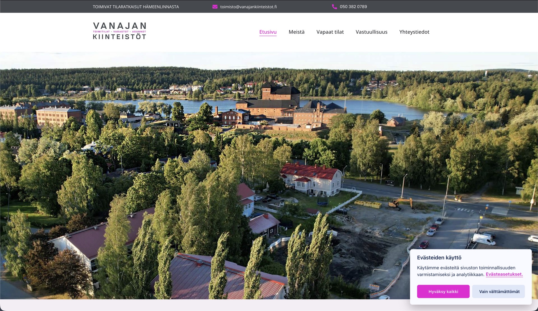 Vanaja Kiinteistot website
