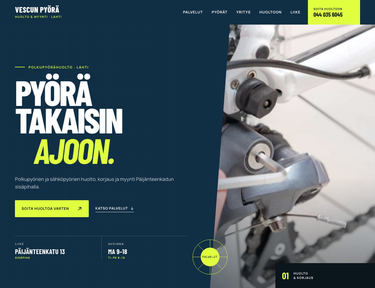Vescun Pyörä website preview